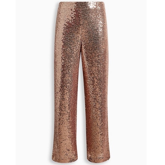 Torrid gold PULL-ON WIDE LEG SEQUIN HIGH-RISE PANT - Picture 5 of 10